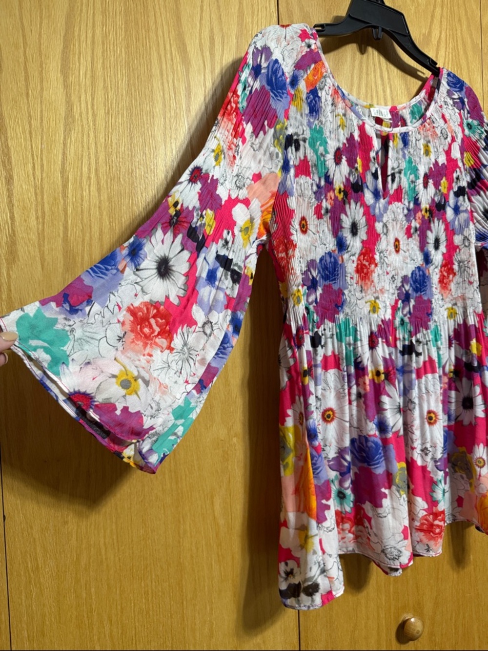 Spense Floral Scoop-Neck Tunic Top - Pink Multi - Picture 5 of 6